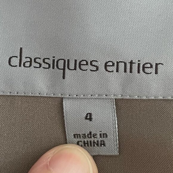 classiques entier Double Breasted Notch Collar Poly Blend Lined Jacket Tan Sz 4 - Picture 8 of 10